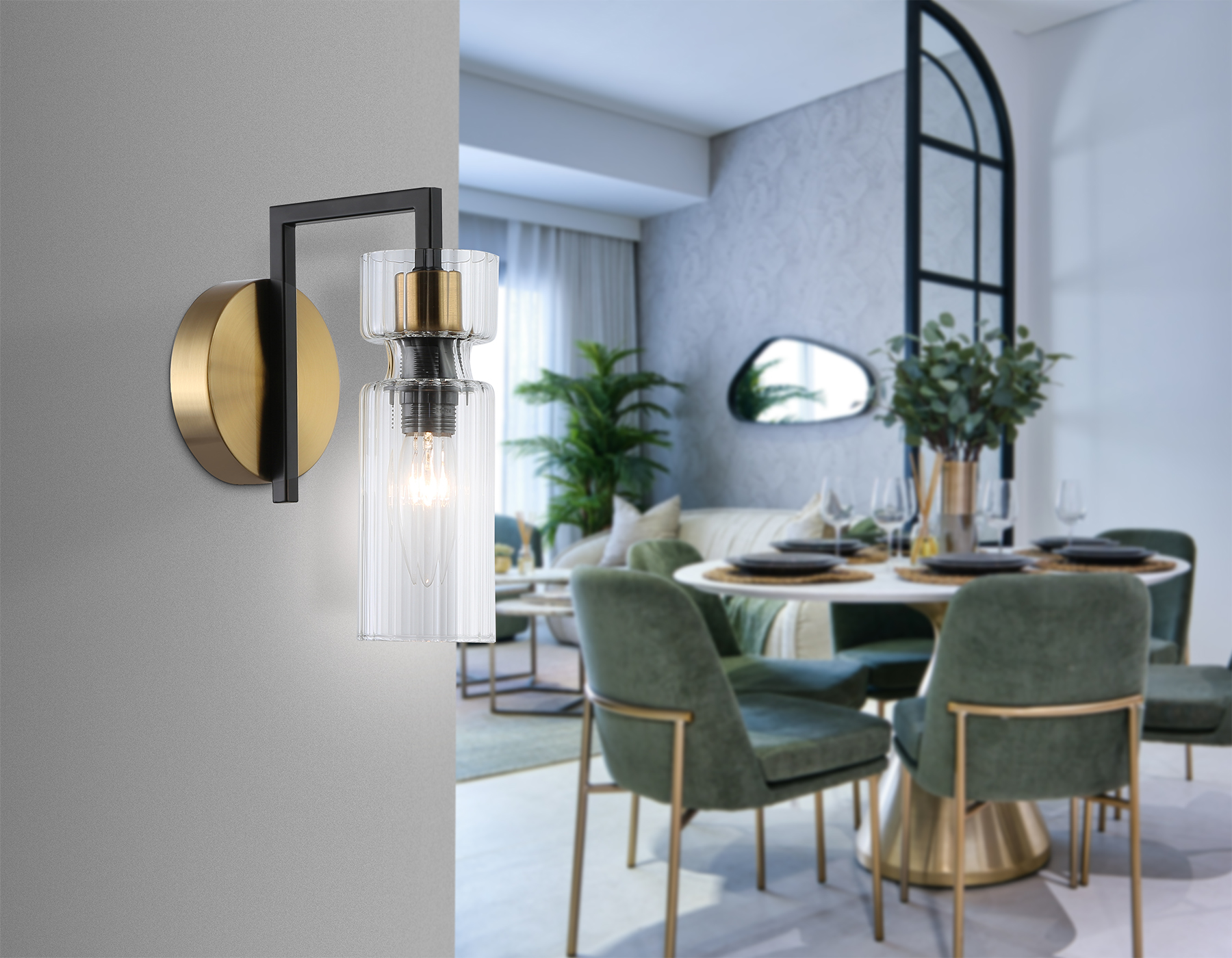 Настенный светильник LH56119 BK/BS/CL черный/латунь/прозрачный E14 max 40W 150*100*210