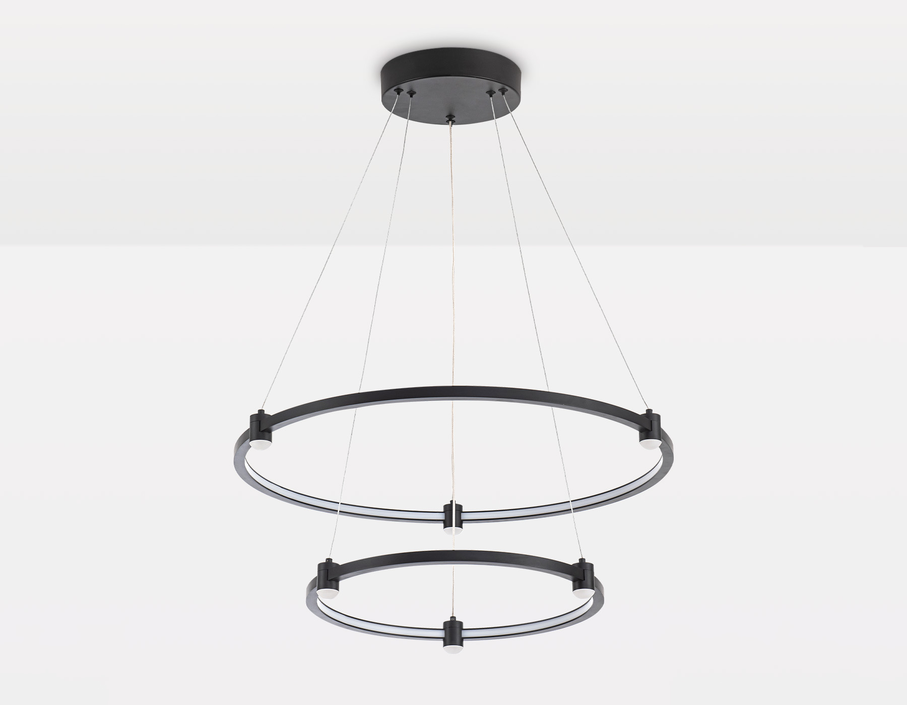 Подвесной светодиодный светильник FL5506/2+6 BK черный 45W 3000K/4200K/6400K D600/400*1300 (без ПДУ)