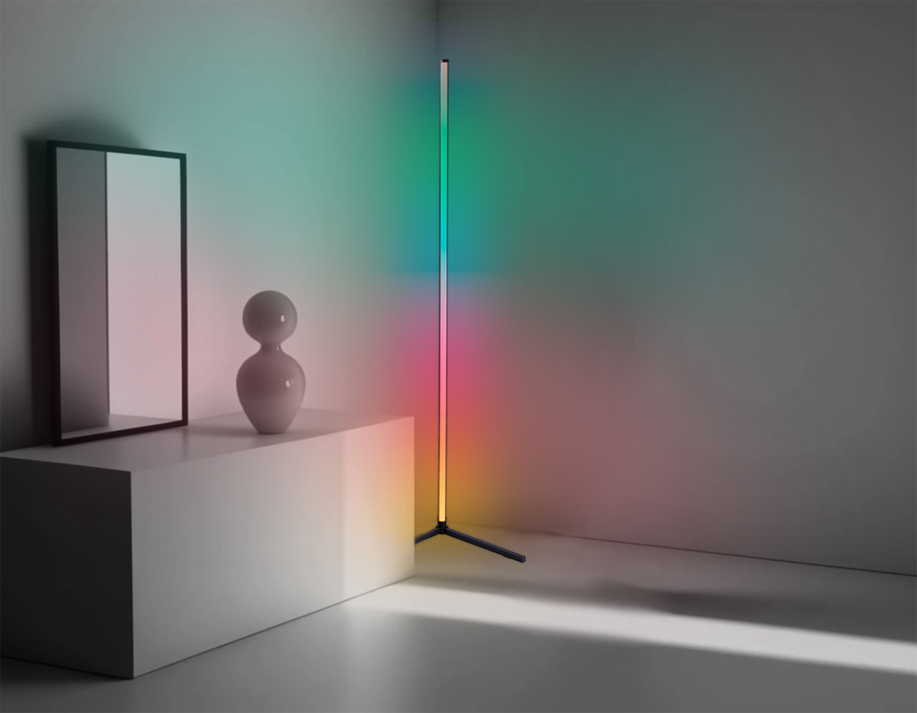 Светильник светодиодный напольный RGB с пультом FL8027 BK черный LED 20W RGB D32*1650 (ПДУ РАДИО 2.4G)