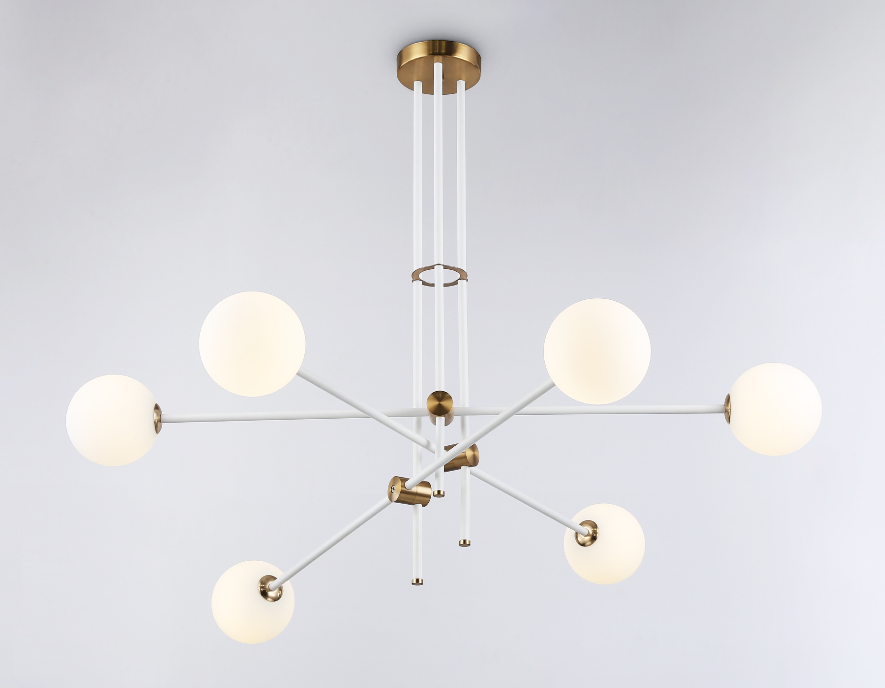 Подвесной светильник TR2521/6 WH/BS белый/латунь G9/6 max 10W D970*750