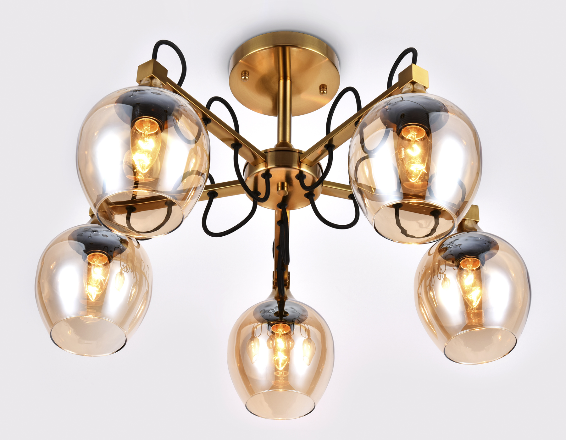 Подвесная люстра со сменными лампами TR9061/5 SB/TI бронза/янтарь E27 max 40W D620*380