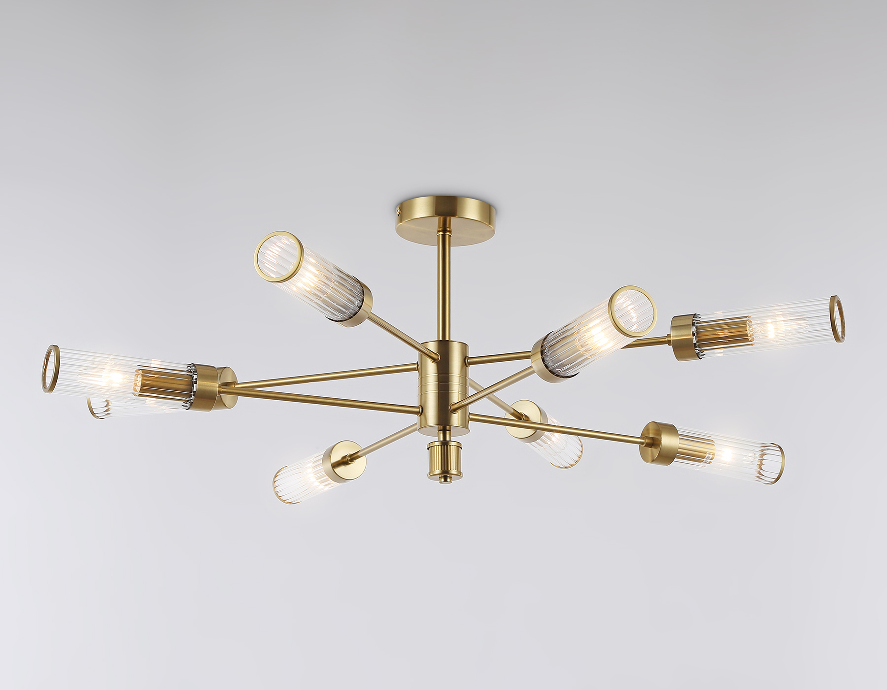 Люстра со стеклянными плафонами на штанге LH55162/8 BS/CL латунь/прозрачный E14/8 max 40W D930*330