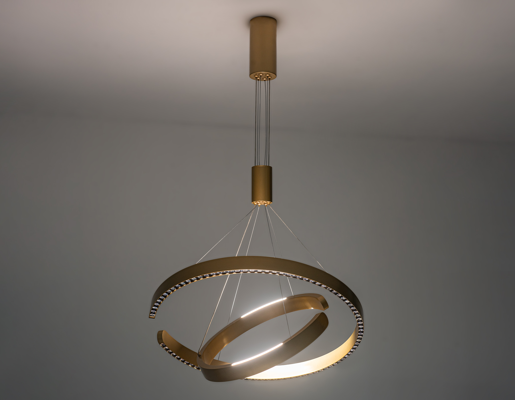 Подвесной светодиодный светильник FL5885/2 GD золото 45W 3000K/4200K/6400K D600/400*1200 (без ПДУ)