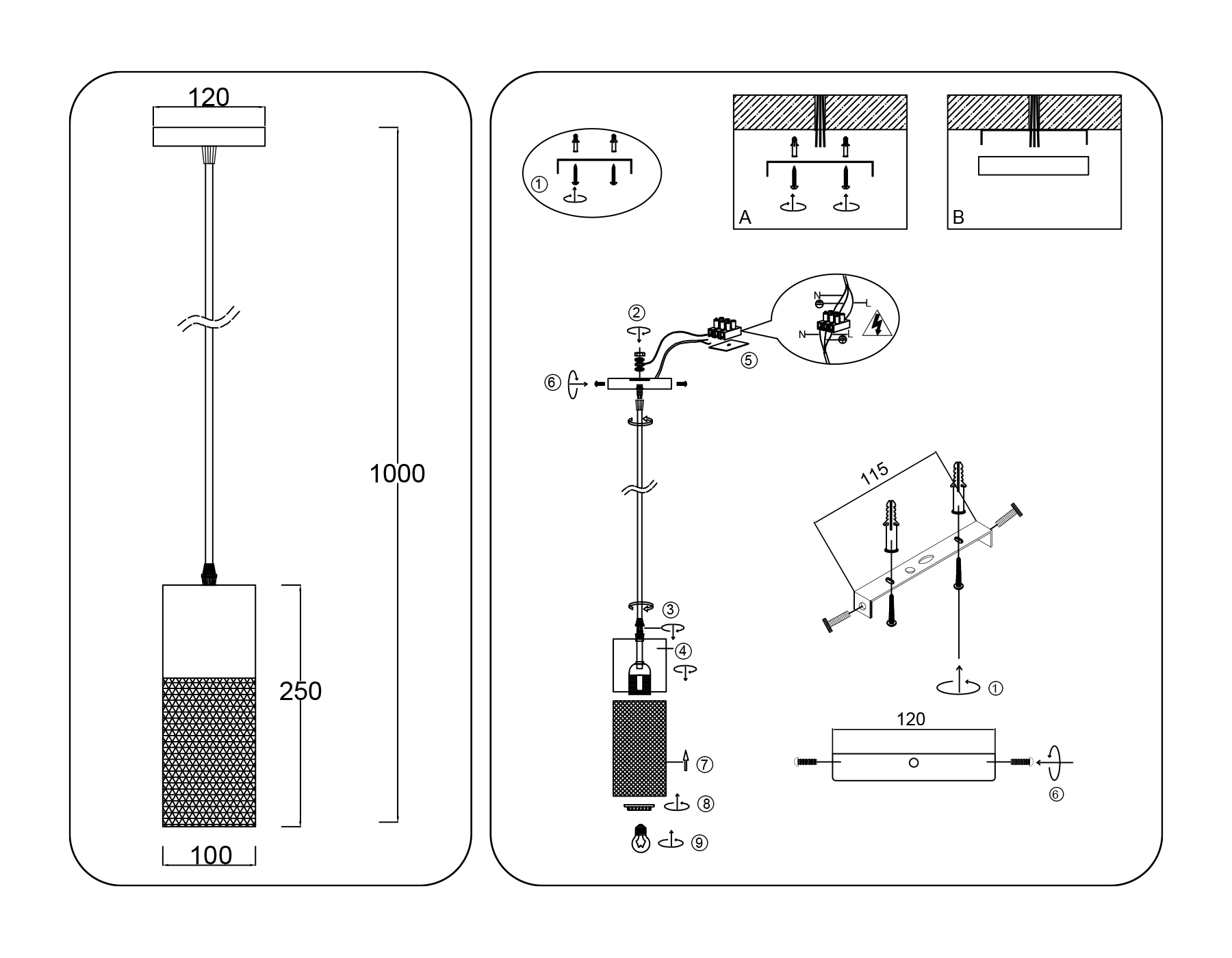 Светильник подвесной TR8498 WH/WD белый/дерево E27 max 60W D100*1000