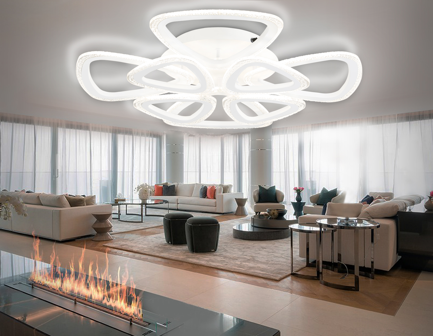 Потолочный светодиодный светильник с пультом FA4515/4+4 WH белый 106W 4200K/3000K/6400K D640*125 (ПДУ ИК)