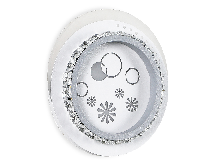 Настенный светодиодный светильник с хрусталем FA272 WH/GR белый/серый LED 3000K+6400K 24W 200*180*50