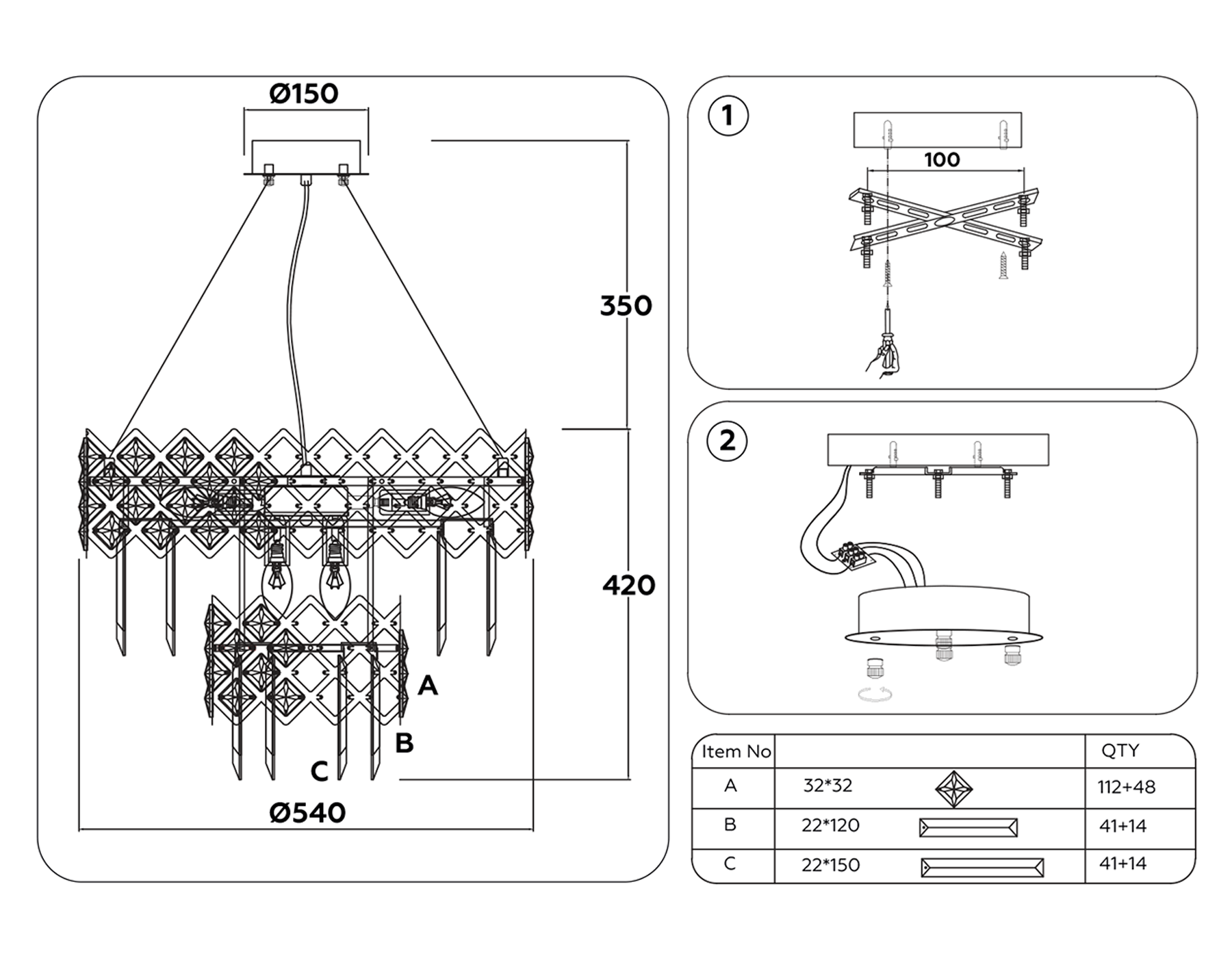 Подвесная люстра с хрусталем TR5275/8 GD/CL золото/прозрачный E14/8 max 40W D520*880