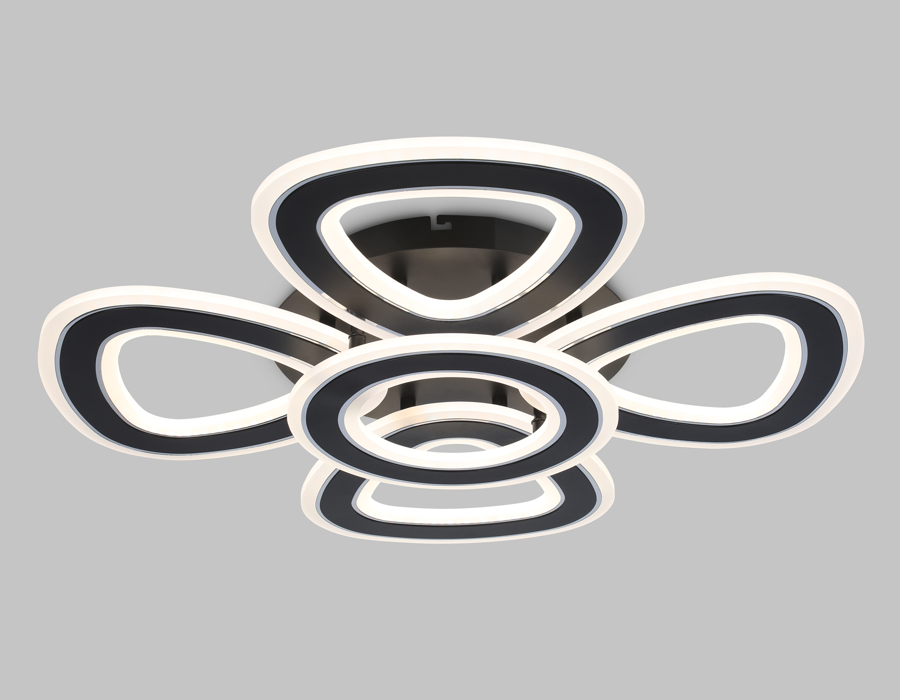 Потолочный светодиодный светильник с пультом FA8926/4+1 BK/CH черный/хром 163W 3000K-6400K 590*590*120 (ПДУ РАДИО 2.4G)