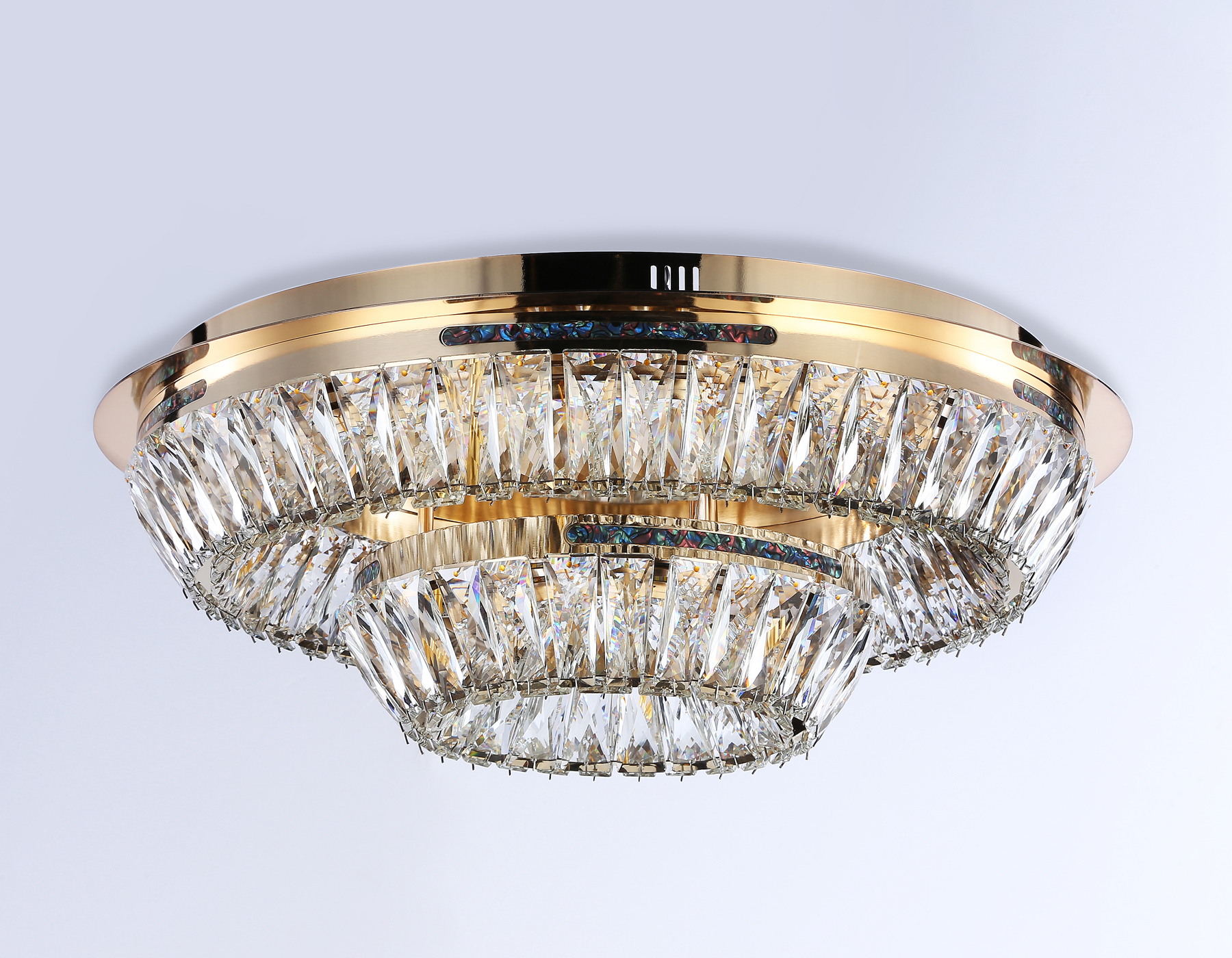 Потолочная светодиодная люстра с хрусталем TR5031 FGD/CL золото/прозрачный 3000K/4200K/6400K 81W D600*207 (Без ПДУ)