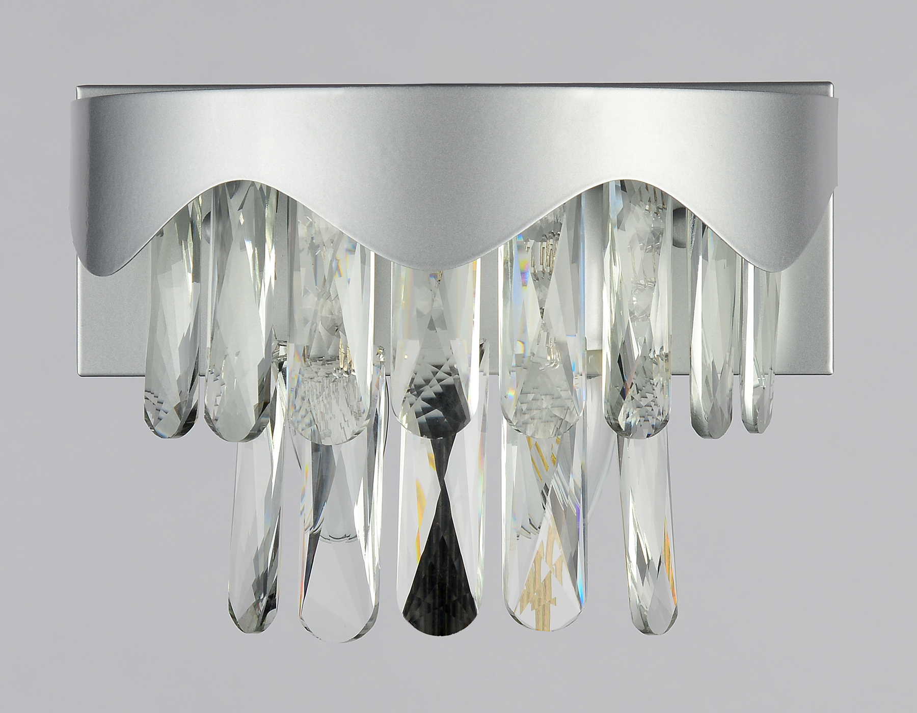 Настенный светильник с выключателем и хрусталем TR5090 SL/CL серебро/прозрачный E14/2 max 40W 260*180*150