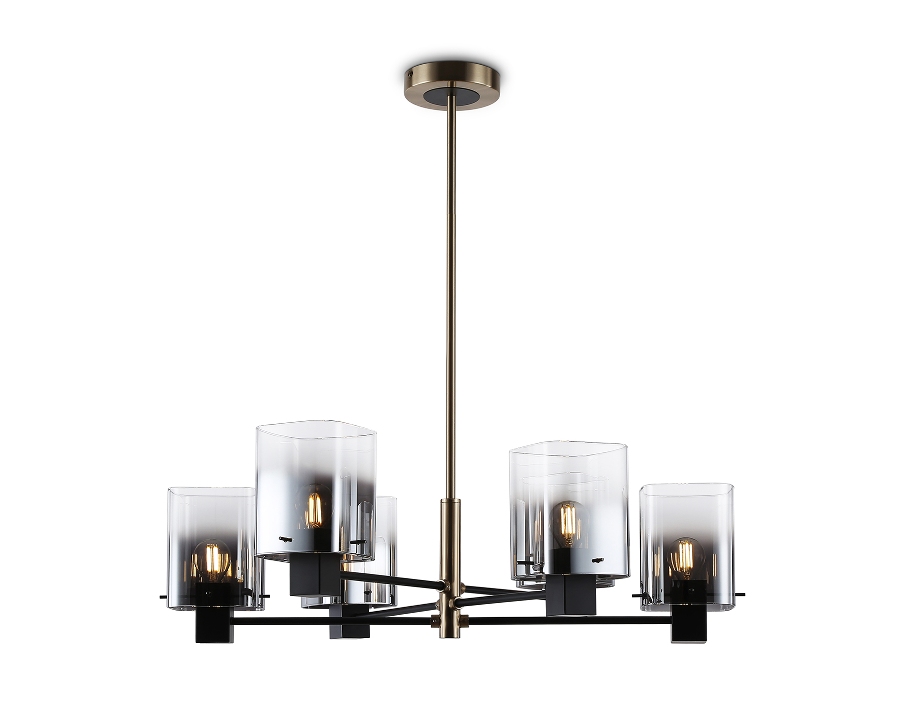 Подвесная люстра LH57041/6 BK/DBS/SM черный/темная латунь/дымчатый E14/6 max 40W D690*690