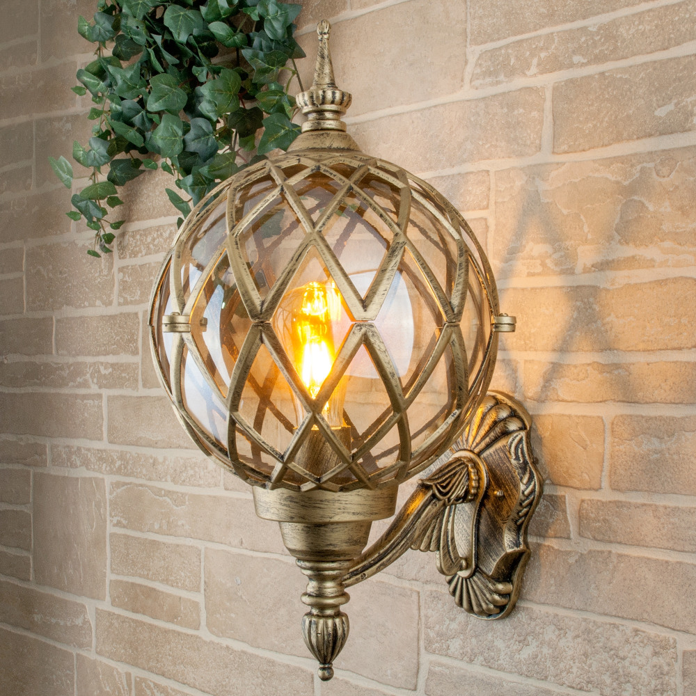 Настенный уличный фонарь U черное золото Elektrostandard Sirius (electrostandart_a025302)