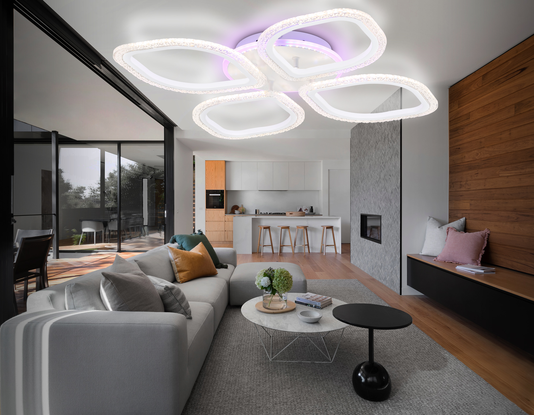 Потолочный светодиодный светильник с пультом FA4501/4 WH белый 75W 3000K+BL/4200K+PU/3000K+6400K 500*500*75 (ПДУ ИК)