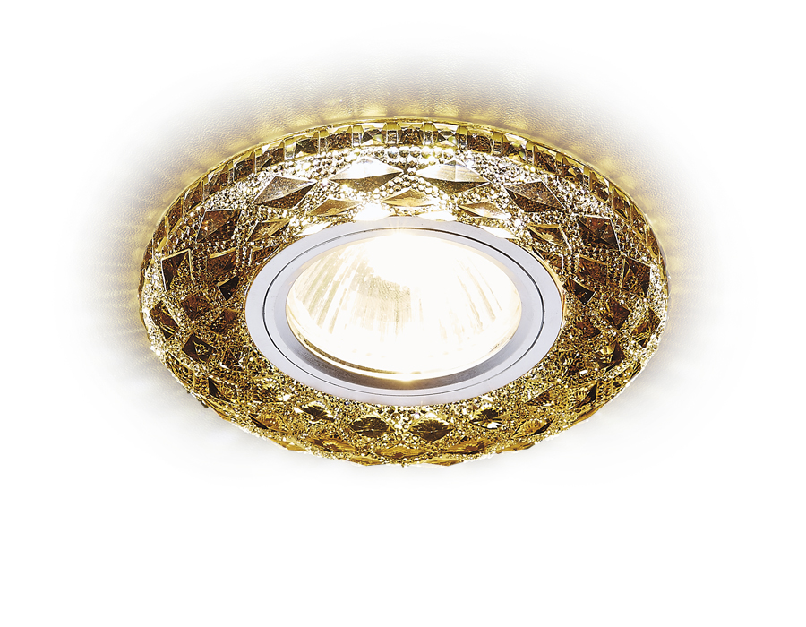 Встраиваемый точечный светильник MR16 с LED подсветкой S288 BK хром/агат/MR16+3W(LED WHITE)