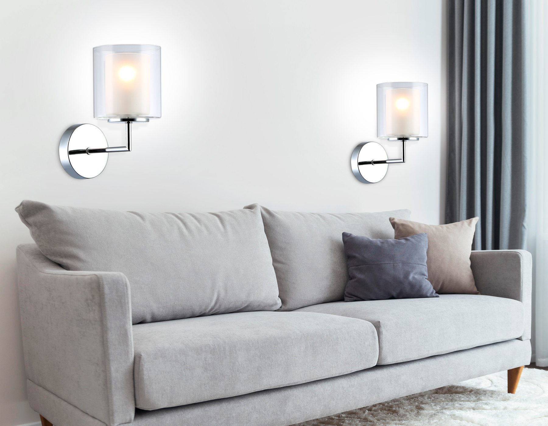 Настенный светильник LH56005 СH/FR хром/белый матовый E14 max 40W 190*120*220