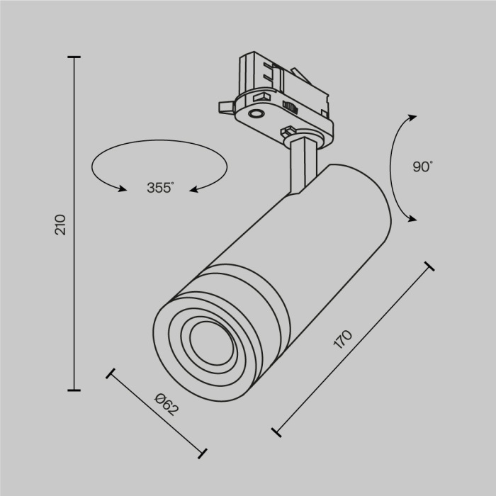 Трековый светильник трехфазный 20W 220V Maytoni Focus Zoom TR198-3-20W27K-Z-W (tr198-3-20w2_7k-z-w)