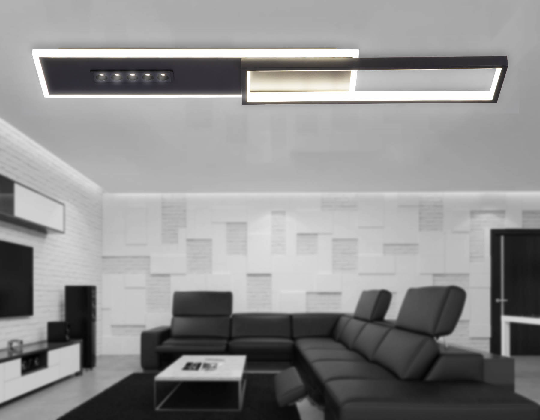 Потолочный светодиодный светильник FL51454 BK черный 52W 3000K-6400K+4200K 800*149*50 (Без ПДУ)