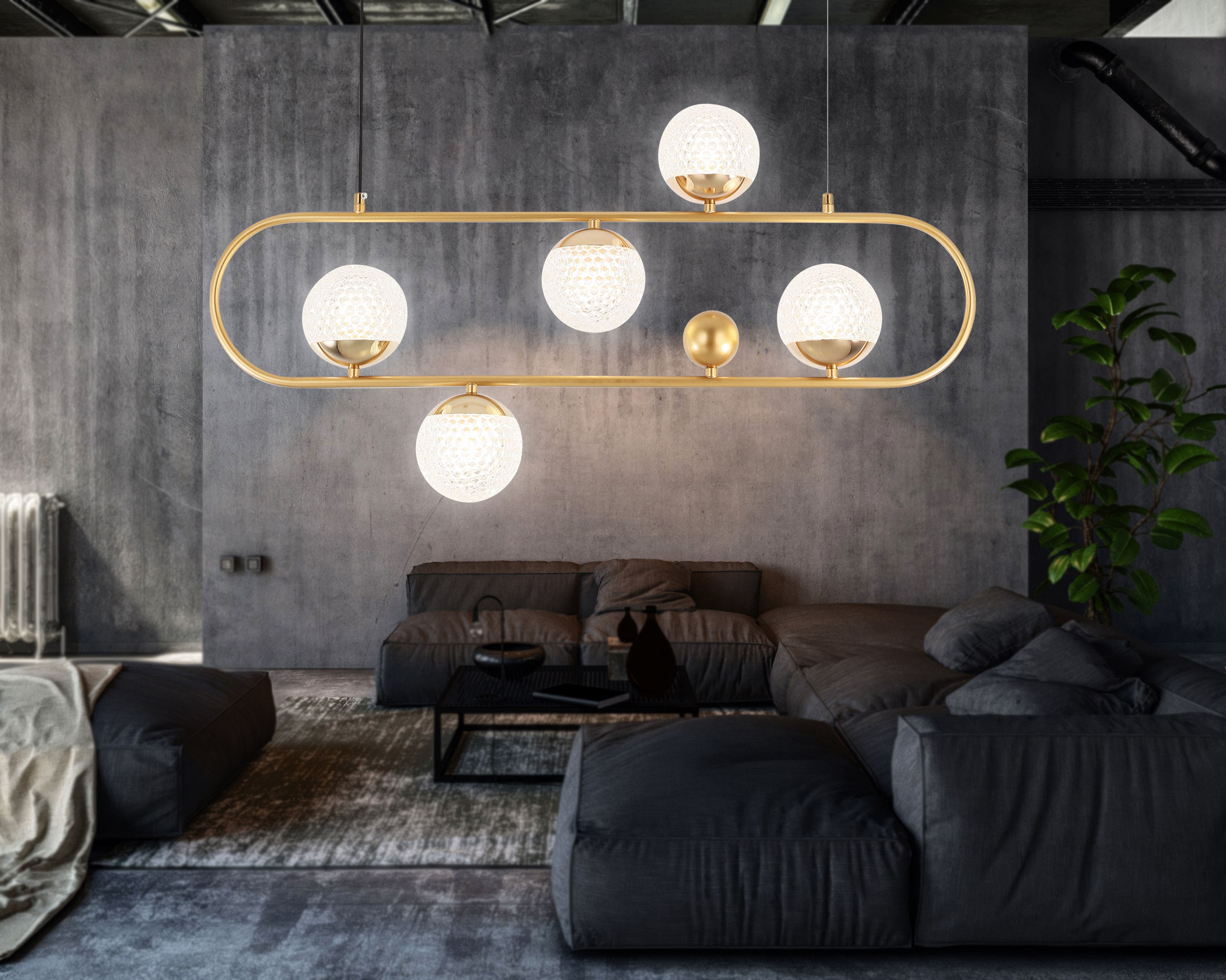 Подвесной светильник со сменной лампой TR5433/5 GD золото G9/5 max 40W 780*110*1000