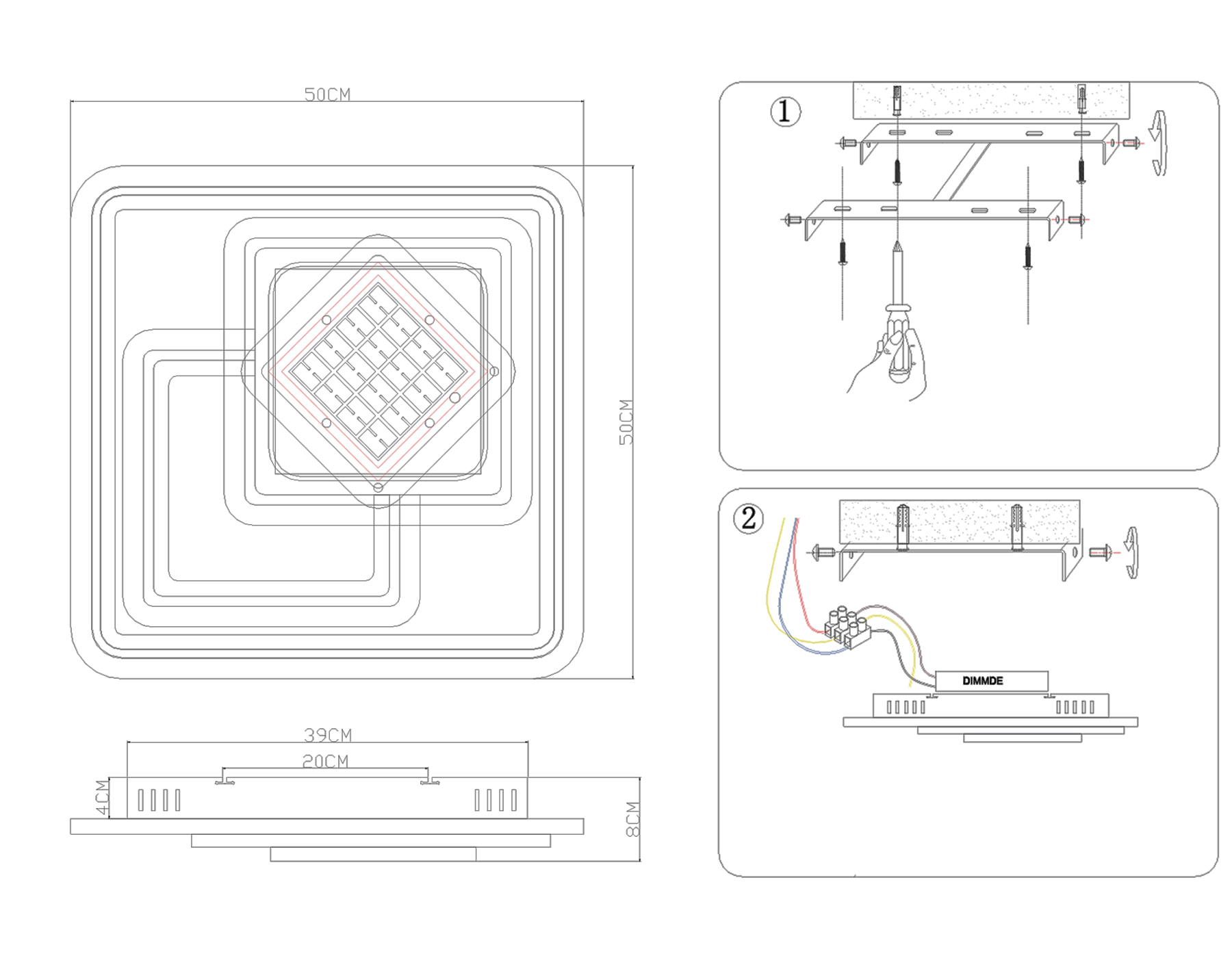 Потолочный светодиодный светильник с хрусталем FA255 WH белый 118W 500*500*80 (ПДУ РАДИО 2.4)