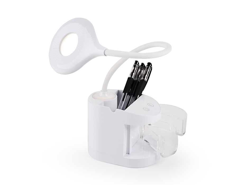 Настольная светодиодная лампа со встроенной аккумулятороной батареей и органайзером DE561 WH белый LED 4200K 4W