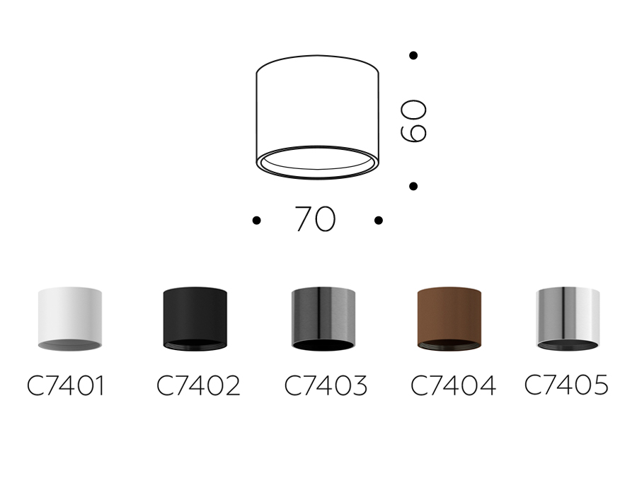 Корпус светильника накладной для насадок D70mm C7405 PSL серебро полированное D70*H60mm MR16 GU5.3