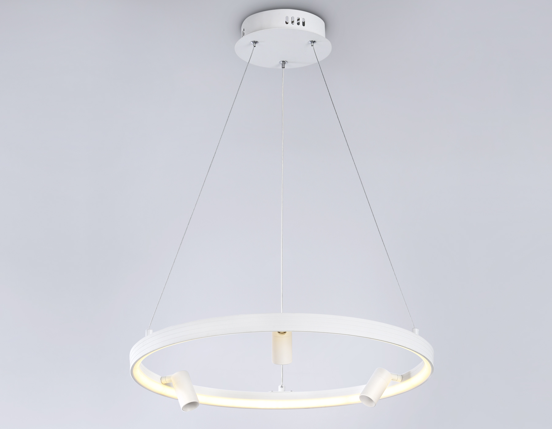 Подвесной светодиодный светильник с пультом FL5281/1+3 WH белый 50W 3000K/4200K/6400K+4200K D500*1200 (ПДУ ИК)