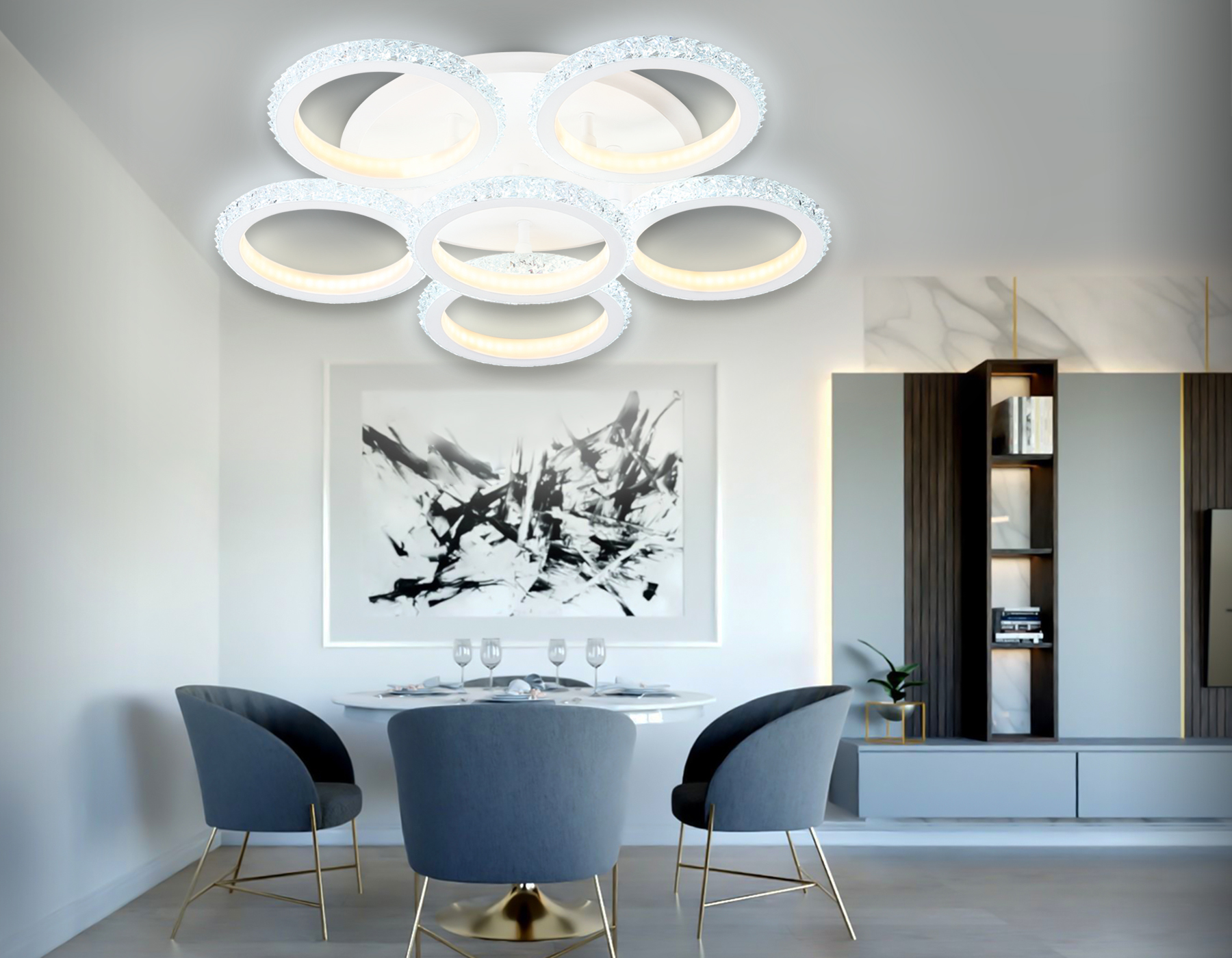 Потолочный светодиодный светильник с пультом FA9531/5+1 WH белый 120W 6400K/3000K D520*110 (ПДУ РАДИО 2.4G)