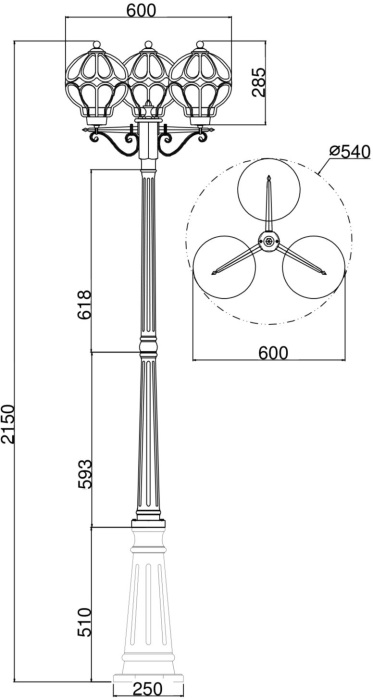 Наземный фонарь IP44 Maytoni Via O023FL-03G (o023fl-03g)
