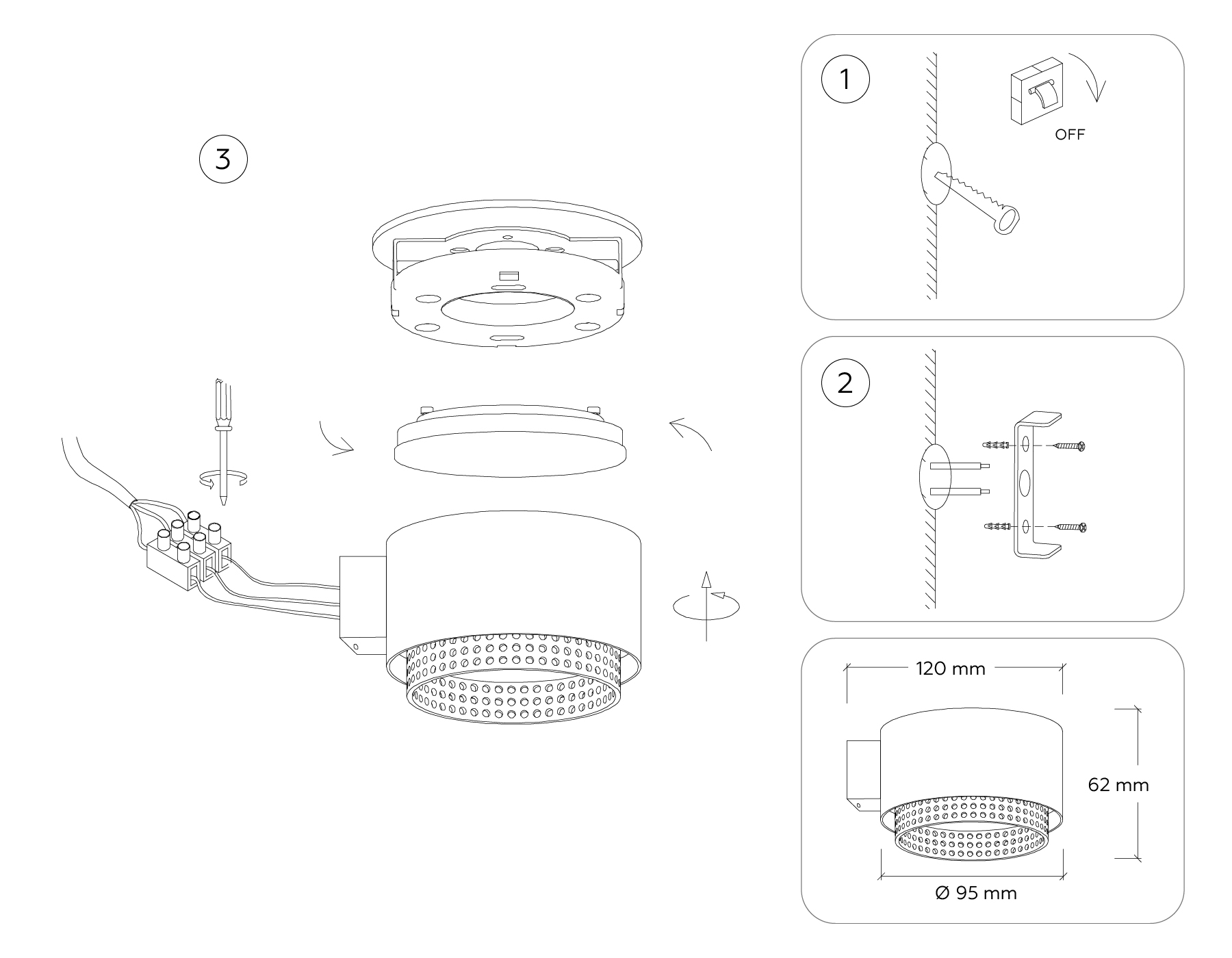 Настенный светильник со сменной лампой TN71296 WH/BK белый/черный GX53 max 12W 95*62*120