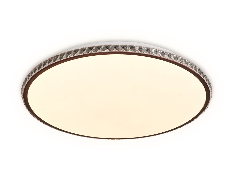 Потолочный светодиодный светильник с пультом и дополнительной подсветкой FF71 WH/CF белый/кофе 72W+24W D500*60 (ПДУ ИК)