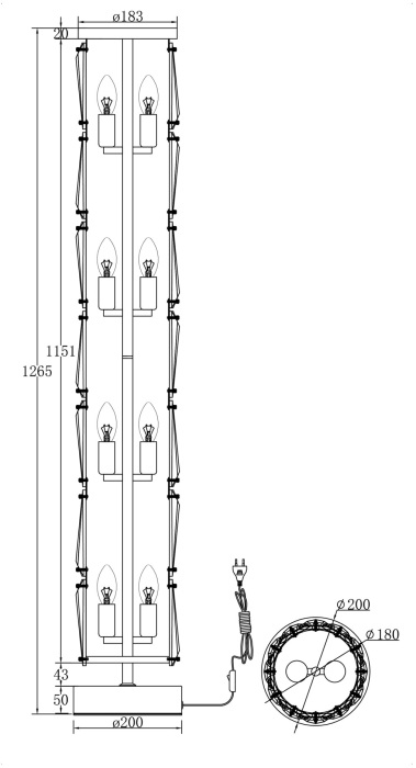 Торшер хрустальный с выключателем Puntes MOD043FL-08CH (mod043fl-08ch)