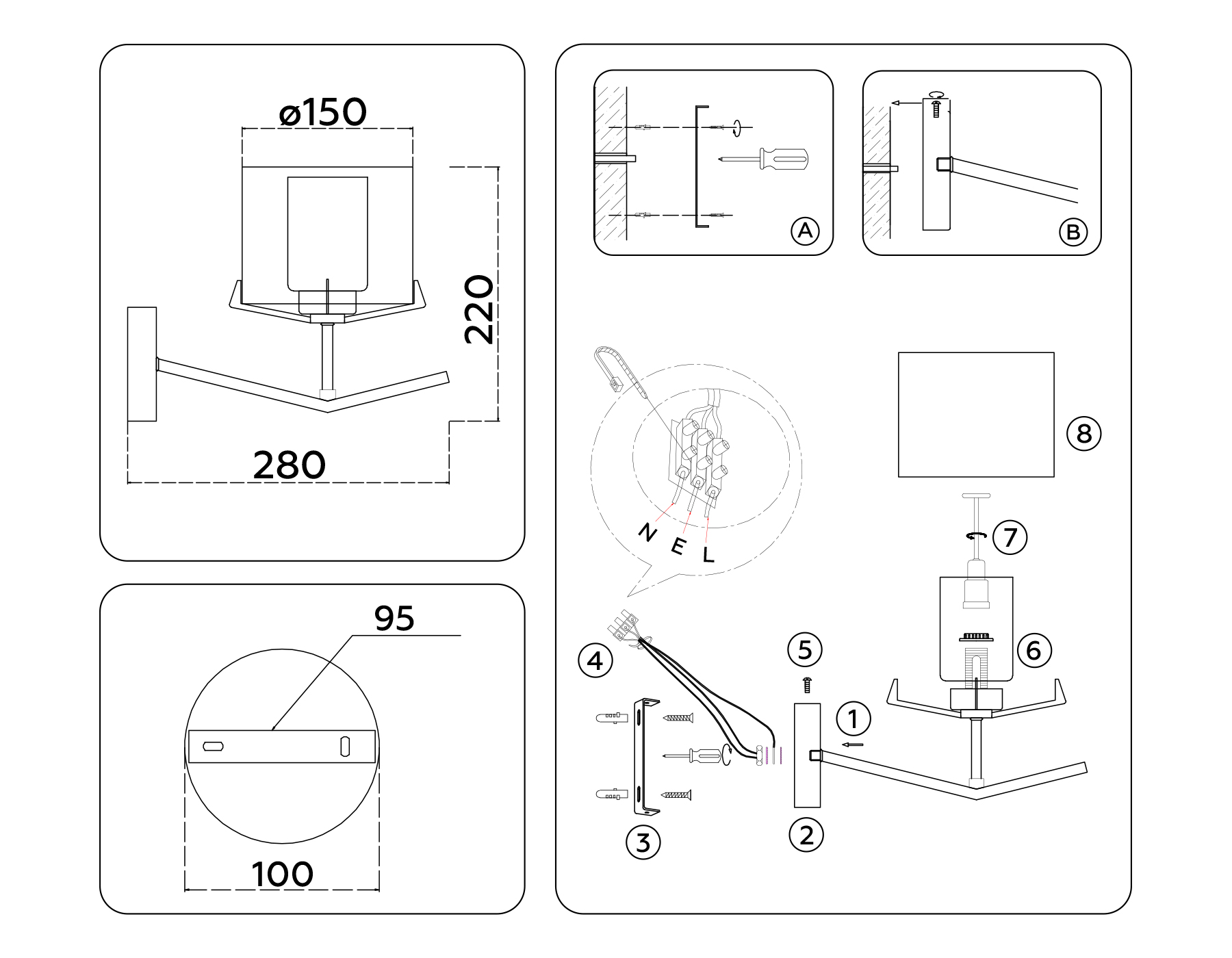 Настенный светильник со стеклянным плафоном LH57010 BS/FR латунь/белый матовый E14 max 40W 280*150*220