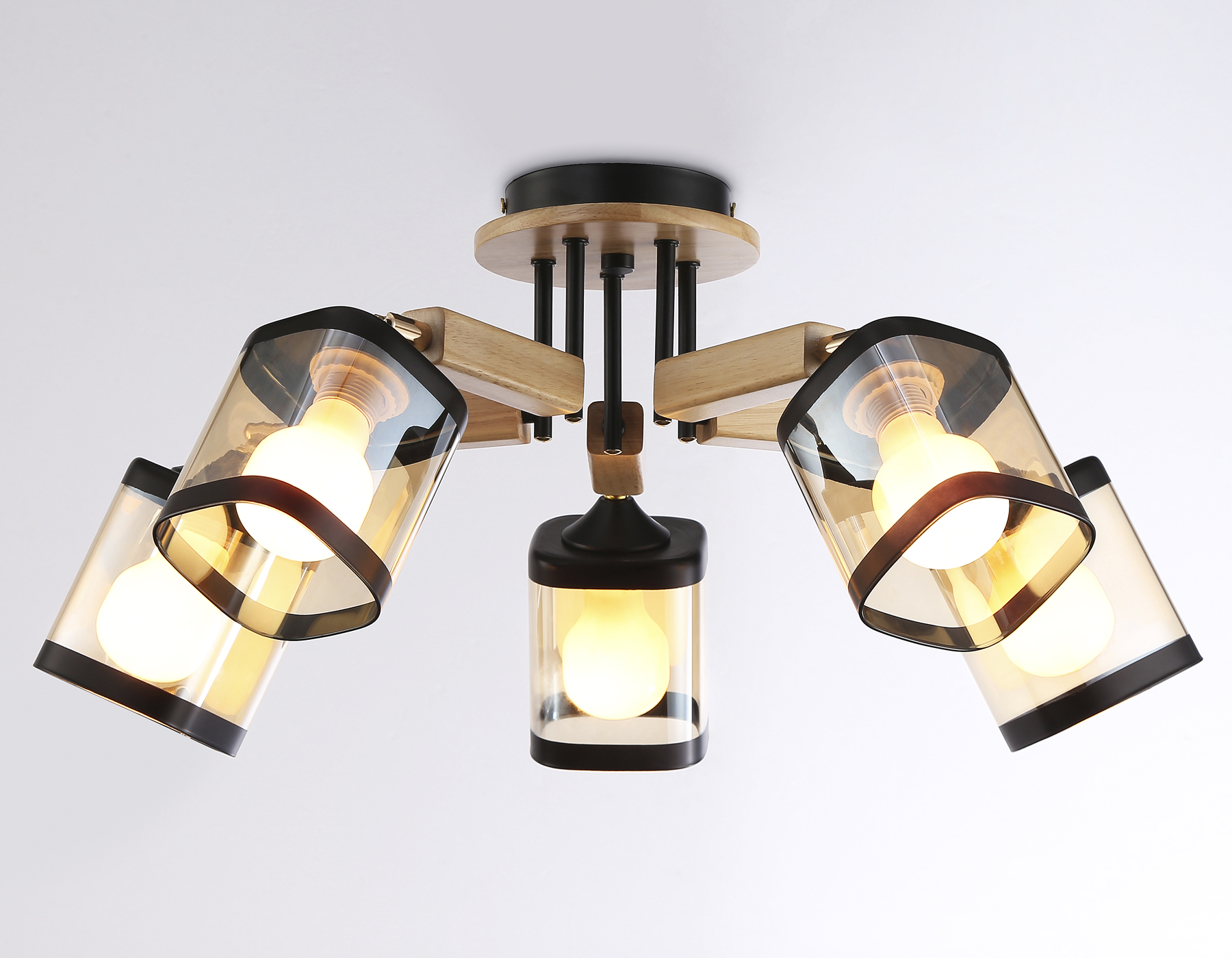 Подвесная люстра TR9529/5 BK/GD/TI черный/золото/янтарь E27*5 max 40W D670*260