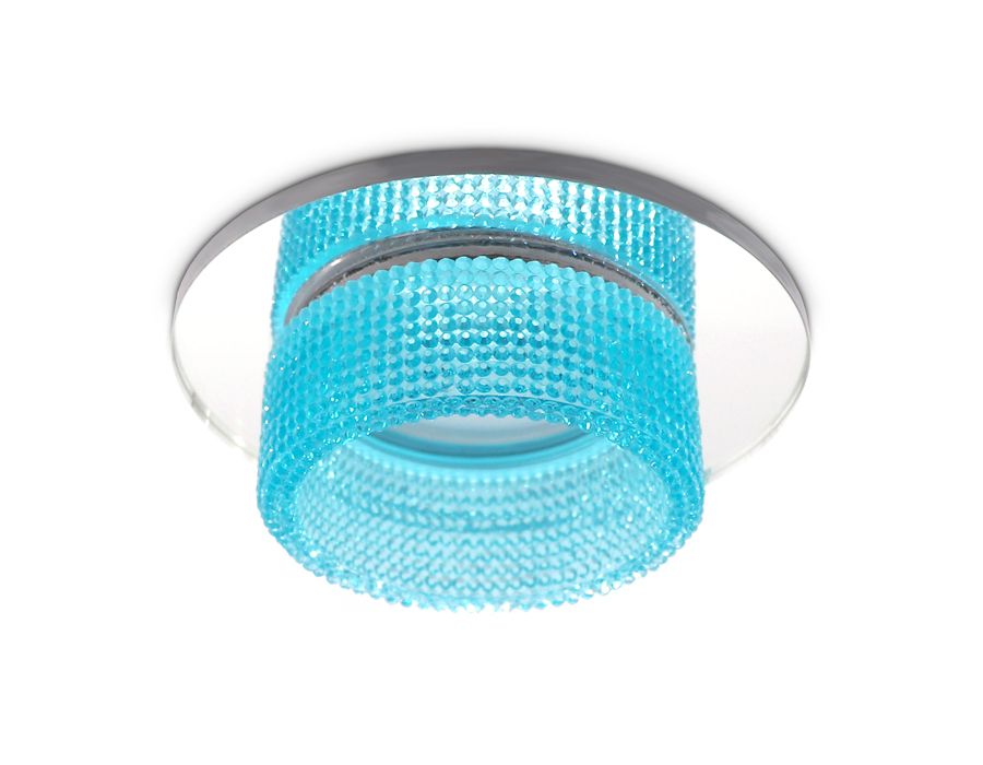 Встраиваемый зеркальный светильник MR16 с подсветкой TN351 CH/BL хром/голубой GU5.3+3W (LED COLD) D95*45