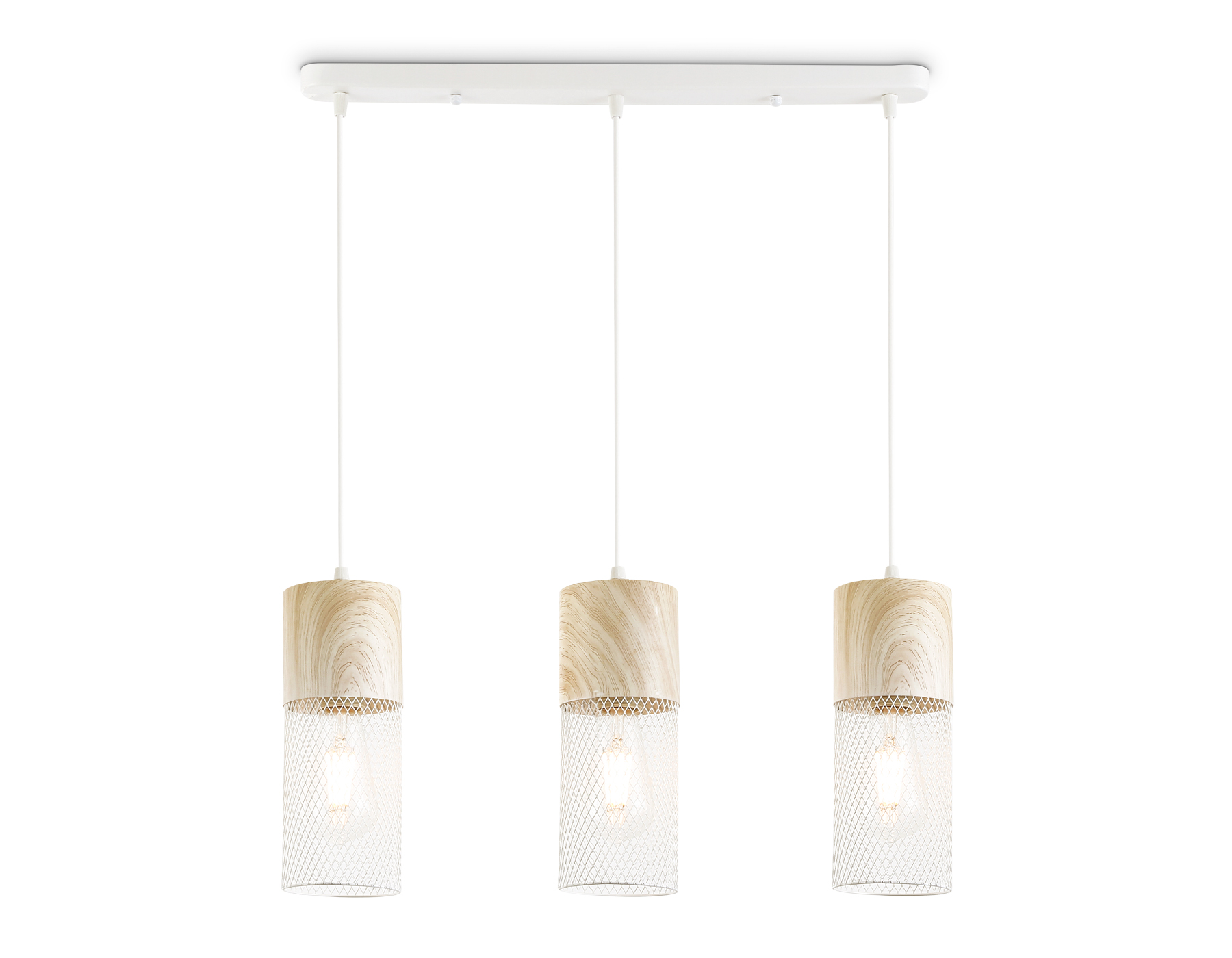 Светильник подвесной TR8499/3 WH/WD белый/дерево E27/3 max 60W 550*100*1000