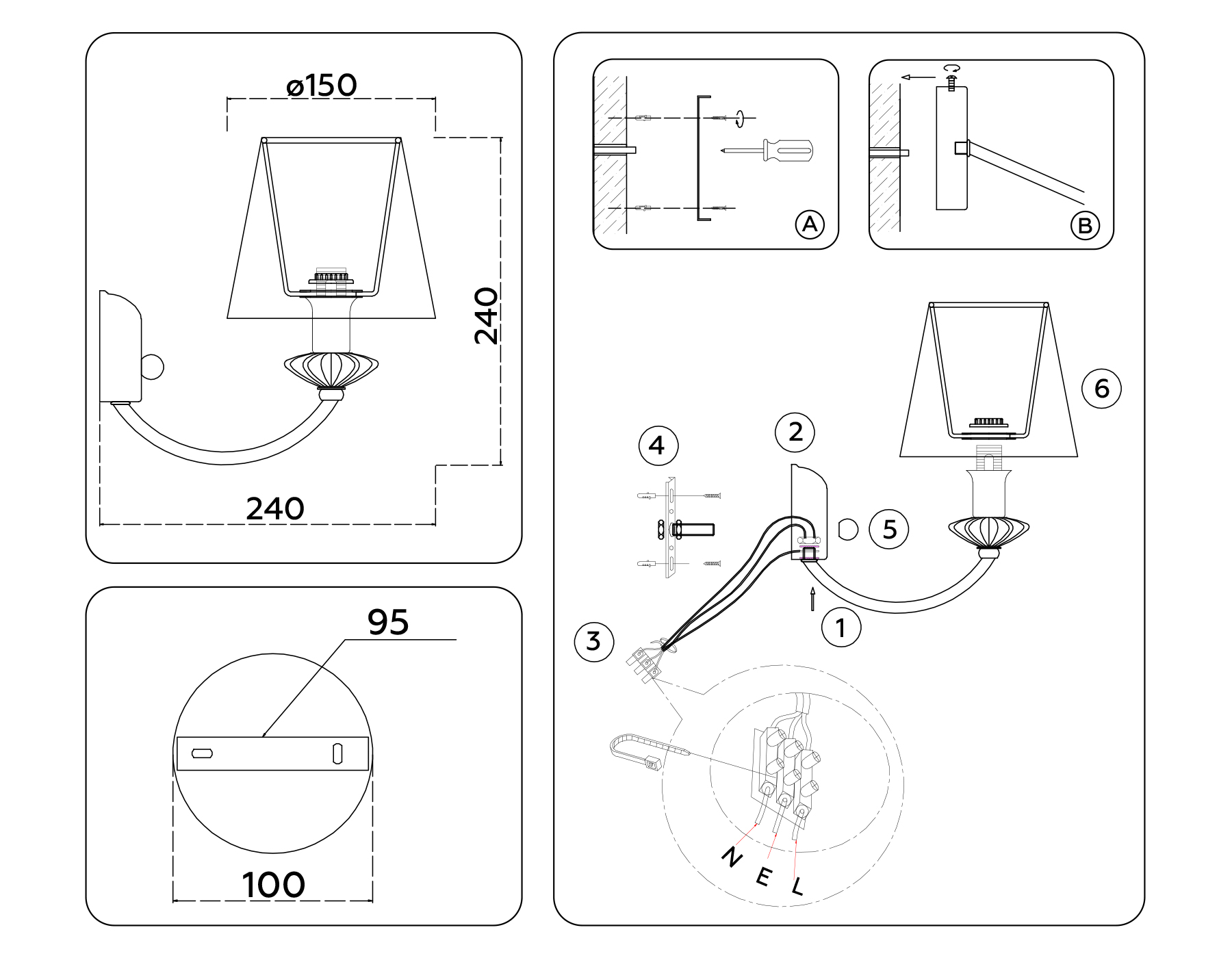 Настенный светильник с абажуром и декором из керамики LH75027 GD/PI золото/розовый E14 max 40W 240*150*240