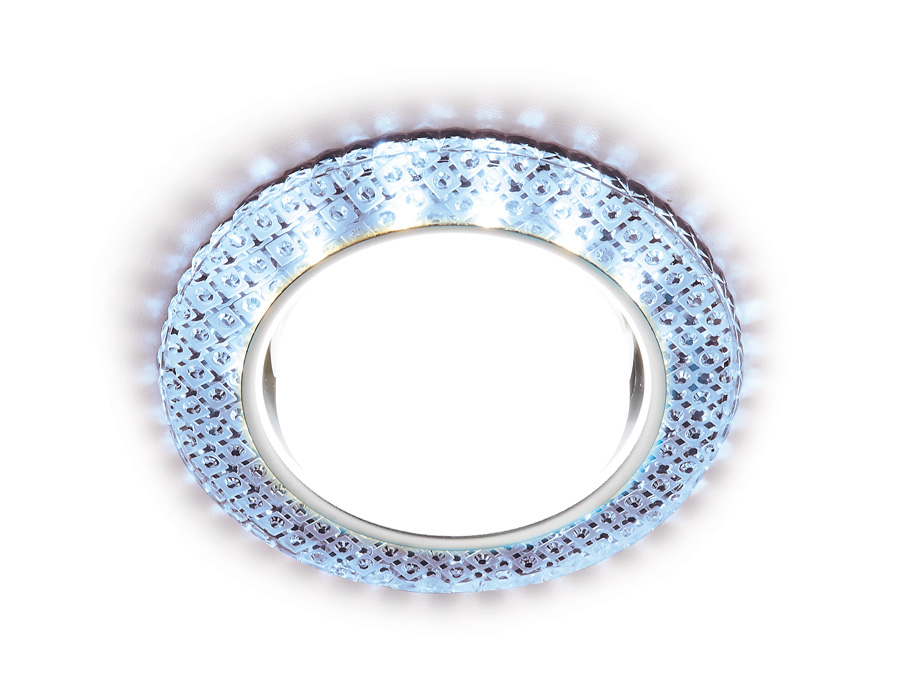 Встраиваемый точечный светильник GX53 с LED подсветкой G296 CL/CLD хром/прозрачный GX53+3W(LED COLD)