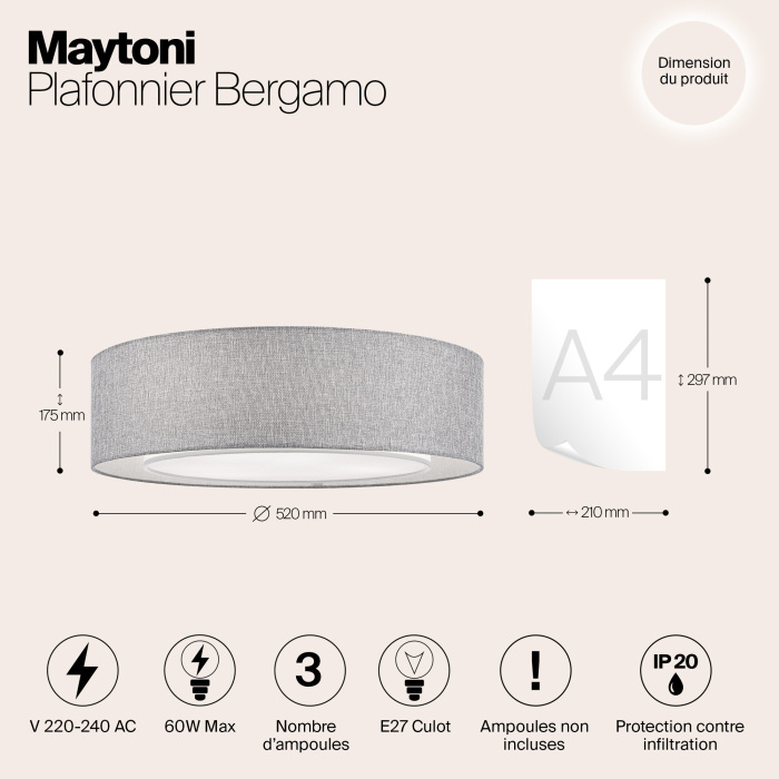Потолочный светильник Bergamo MOD613CL-04GR (mod613cl-04gr)