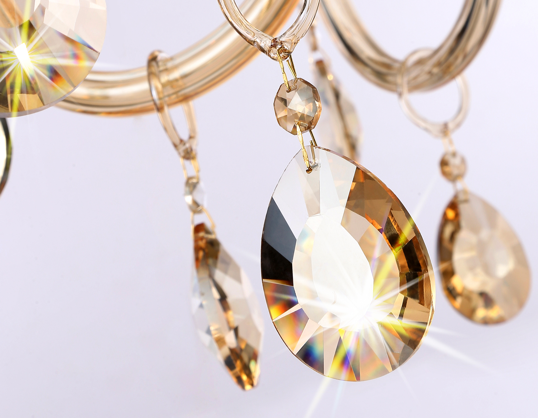 Подвесная классическая люстра с хрусталем TR4907/8 GD/TI золото/янтарь E14/8 max 40W D760*639