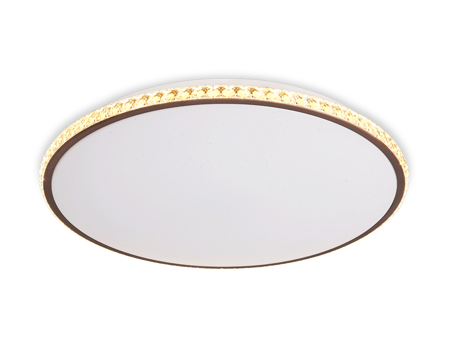 Потолочный светодиодный светильник с пультом и дополнительной подсветкой FF71 WH/CF белый/кофе 72W+24W D500*60 (ПДУ ИК)