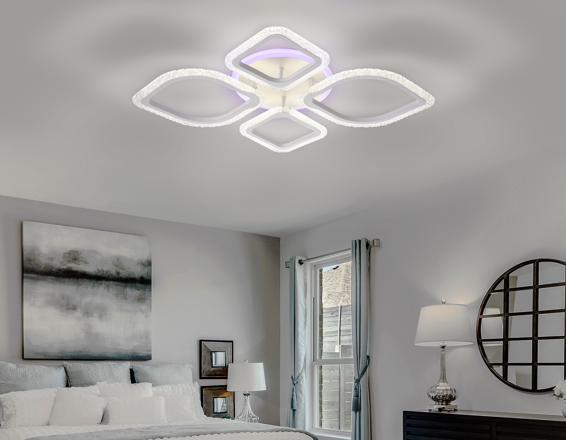 Потолочный светодиодный светильник с пультом FA5147 WH белый 77W 680*630*90 (ПДУ РАДИО 2.4)