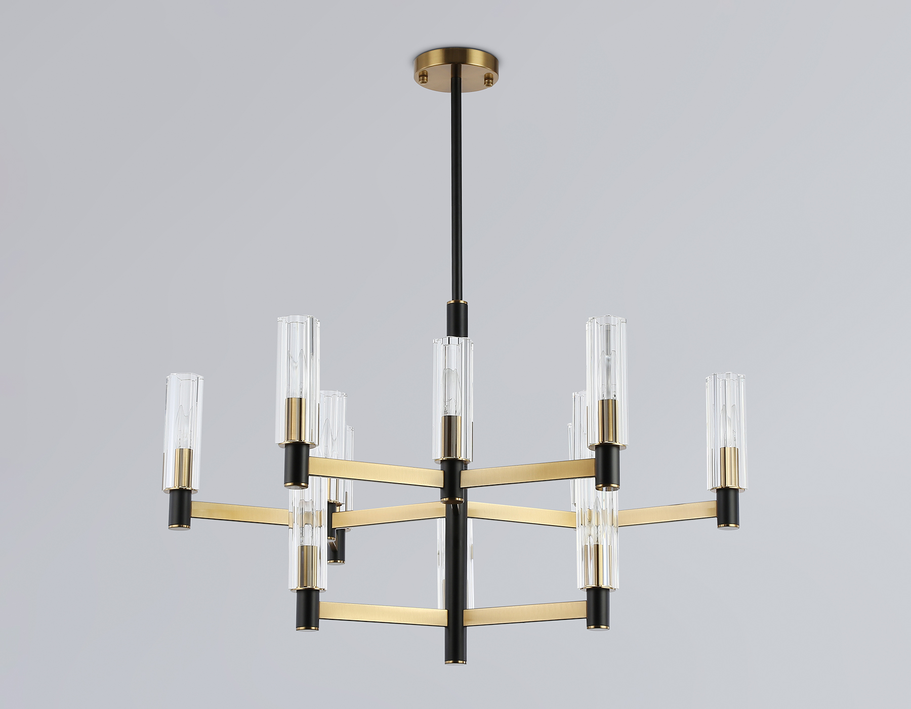 Люстра на штанге LH55515/12 BK/BS/CL черный/латунь/прозрачный E14*12 max 40W D860*905