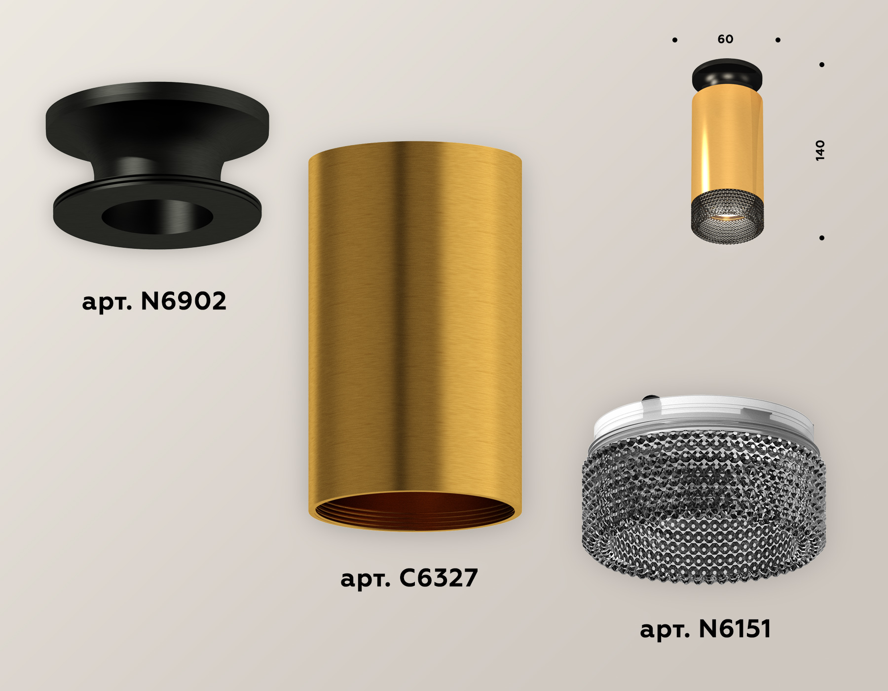 Комплект накладного светильника с композитным хрусталем XS6327102 PYG/PBK/BK золото желтое полированное/черный полированный/тонированный MR16 GU5.3