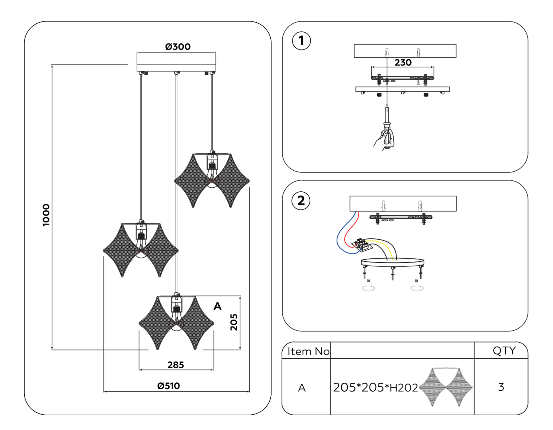 Подвесной светильник в стиле лофт TR8426/3 WH/GD белый/золото E14/3 max 40W D510*1000