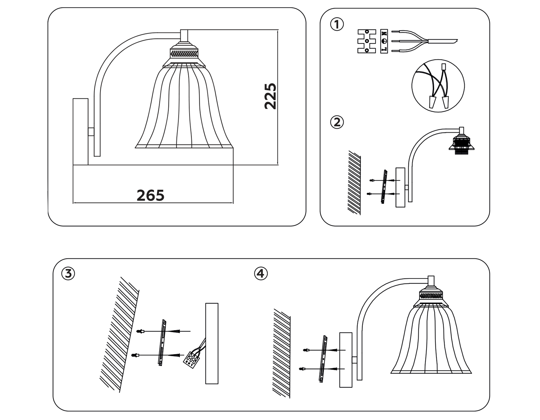 Настенный светильник TR3052 WH/GD/FR белый/золото/белый матовый E27 max 40W 225*163*265
