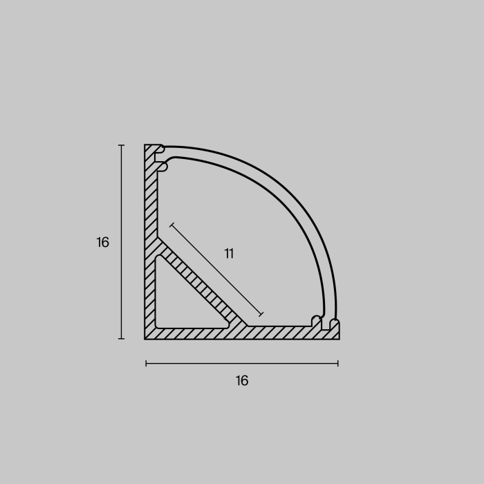Алюминиевый профиль накладной 16x16 R Maytoni Led Strip ALM008S-2M (alm008s-2m)