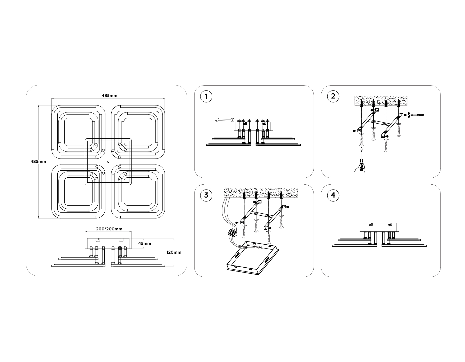 Светильник светодиодный потолочный FA8948/4+4 WH белый 101W 3000-6000K 485*485*120 (ПДУ ИК)