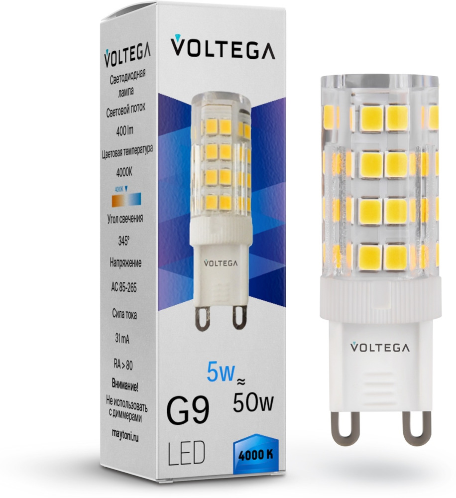 Светодиодная лампа Voltega Simple 7186 Capsule 5W 4000K G9 (voltega_7186)
