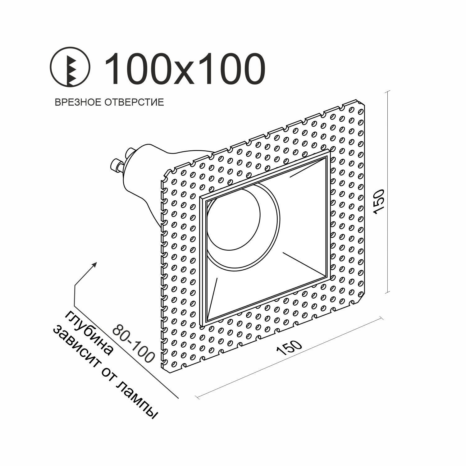 Встраиваемый поворотный светильник под сменную лампу Ledron AO1501039 White (2477)