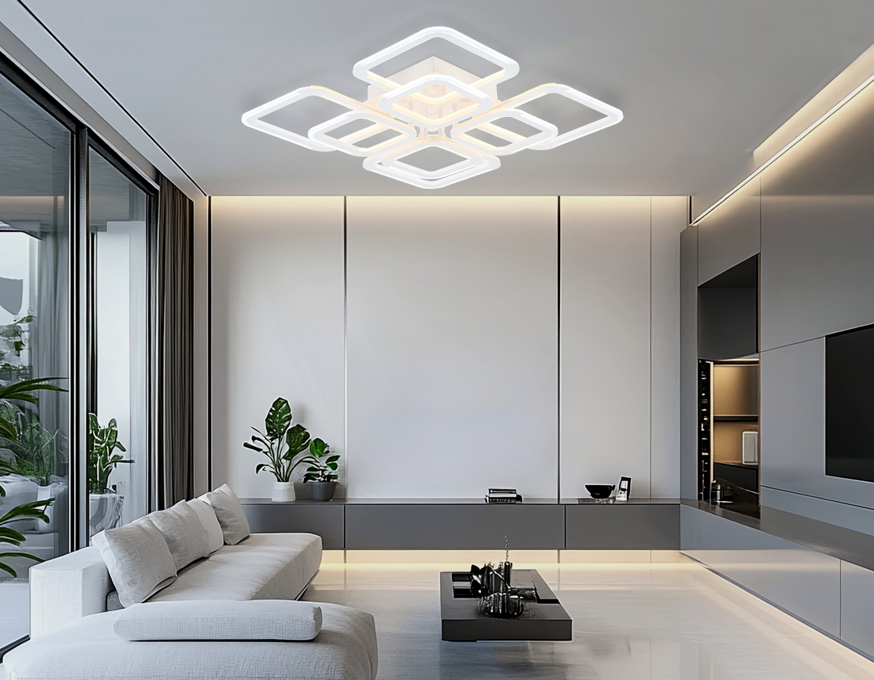 Светильник светодиодный потолочный FA8950/4+4 WH белый 101W 3000-6000K 540*540*120 (ПДУ ИК)